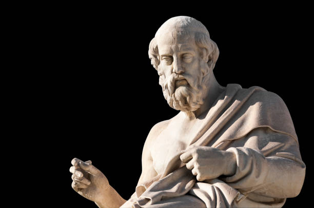 classic statue of Plato from side close up, academy of Athens