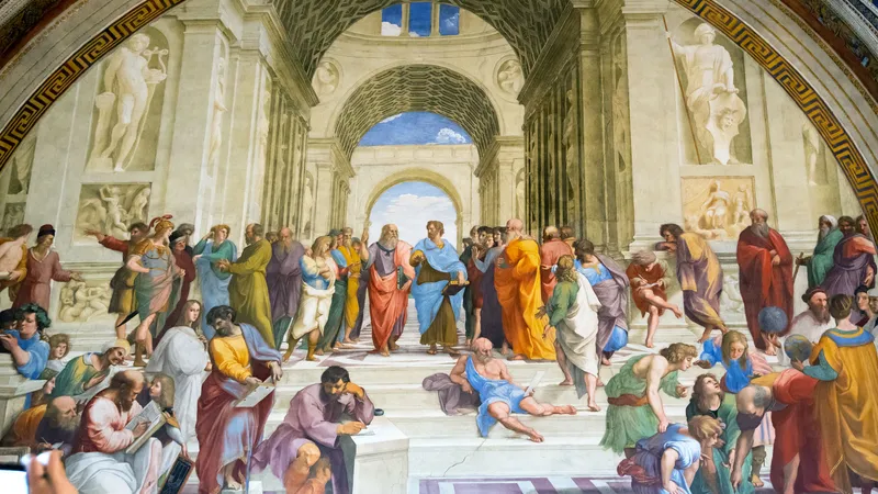 Raphael School of Athens fresco in the Vatican Stanza della Segnatura